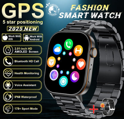 2025 New Military Dual-band GNSS GPS Smart Watch Men Compass 10ATM Waterproof Bluetooth Call Heart rate Sports Smart Watch Women