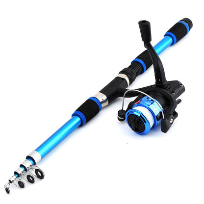 Kit Completo de Vara de Pesca com Vara Telescópica e Molinete Iscas Anzóis Kit de Pesca para Viagem