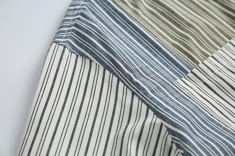 Stripe Splice Shirt Men Japnese Streetwear Fashion Loose Casual Long Sleeve Shirts Cityboy Oversize Cargo Shirts Blouses