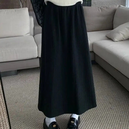 Plus Size Women's Fleece-Lined Thickened Skirt High-Waisted Slimming Medium-Length A- Line Korean Style New Arrival For Autumn/W