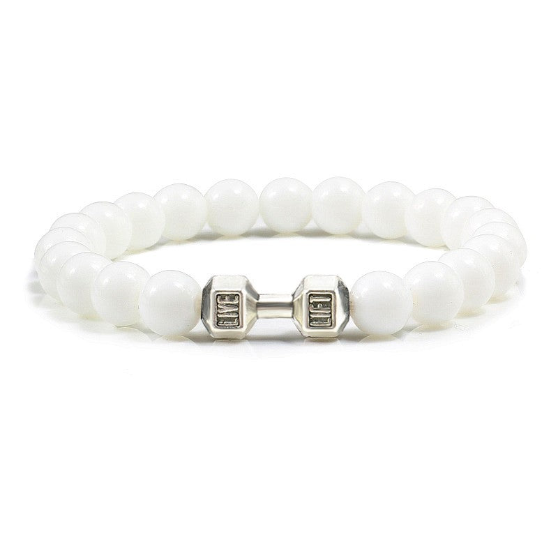 Pulseira Feminina/Masculina Ajustável Desgastada Preta, com Contas, Haltere, Joias de Yoga, Braceletes Originais