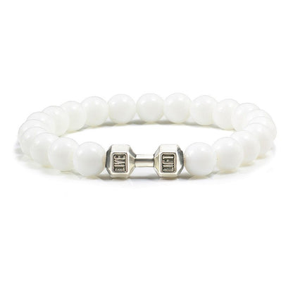 Pulseira Feminina/Masculina Ajustável Desgastada Preta, com Contas, Haltere, Joias de Yoga, Braceletes Originais