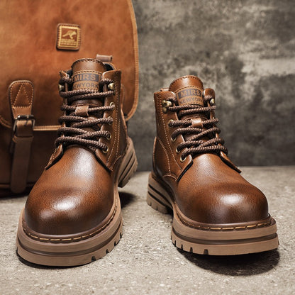 Luxury Brand Men's Lace-Up Shoes Winter Classic Mens High Top Boots Man Korean Version Casual Shoes Male Leather Fashion Boots