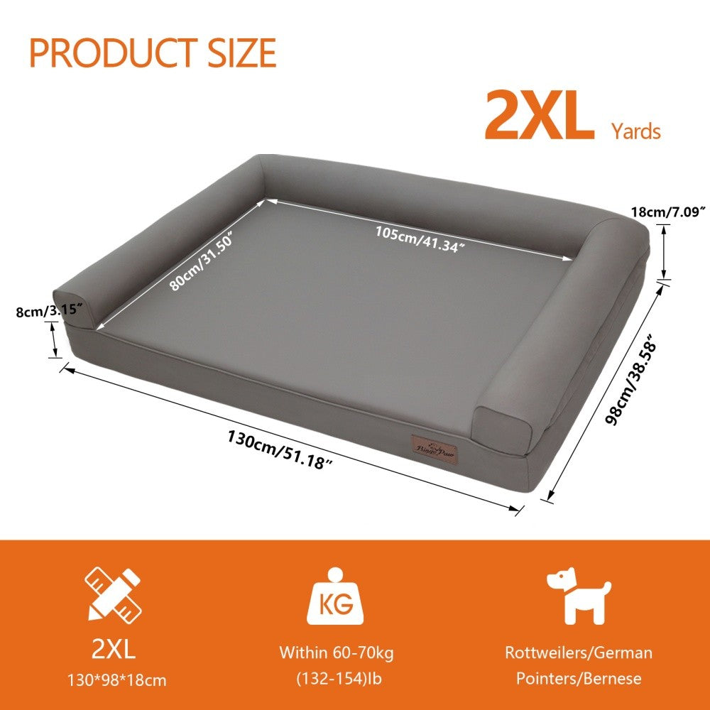 Cama Ortopédica para Cães M-XXL Almofadada em Couro de Microfibra Sofá para Cães de Estimação Impermeável Cama Calmante com Capa Removível Fácil de Limpar