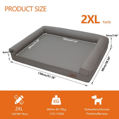 Cama Ortopédica para Cães M-XXL Almofadada em Couro de Microfibra Sofá para Cães de Estimação Impermeável Cama Calmante com Capa Removível Fácil de Limpar