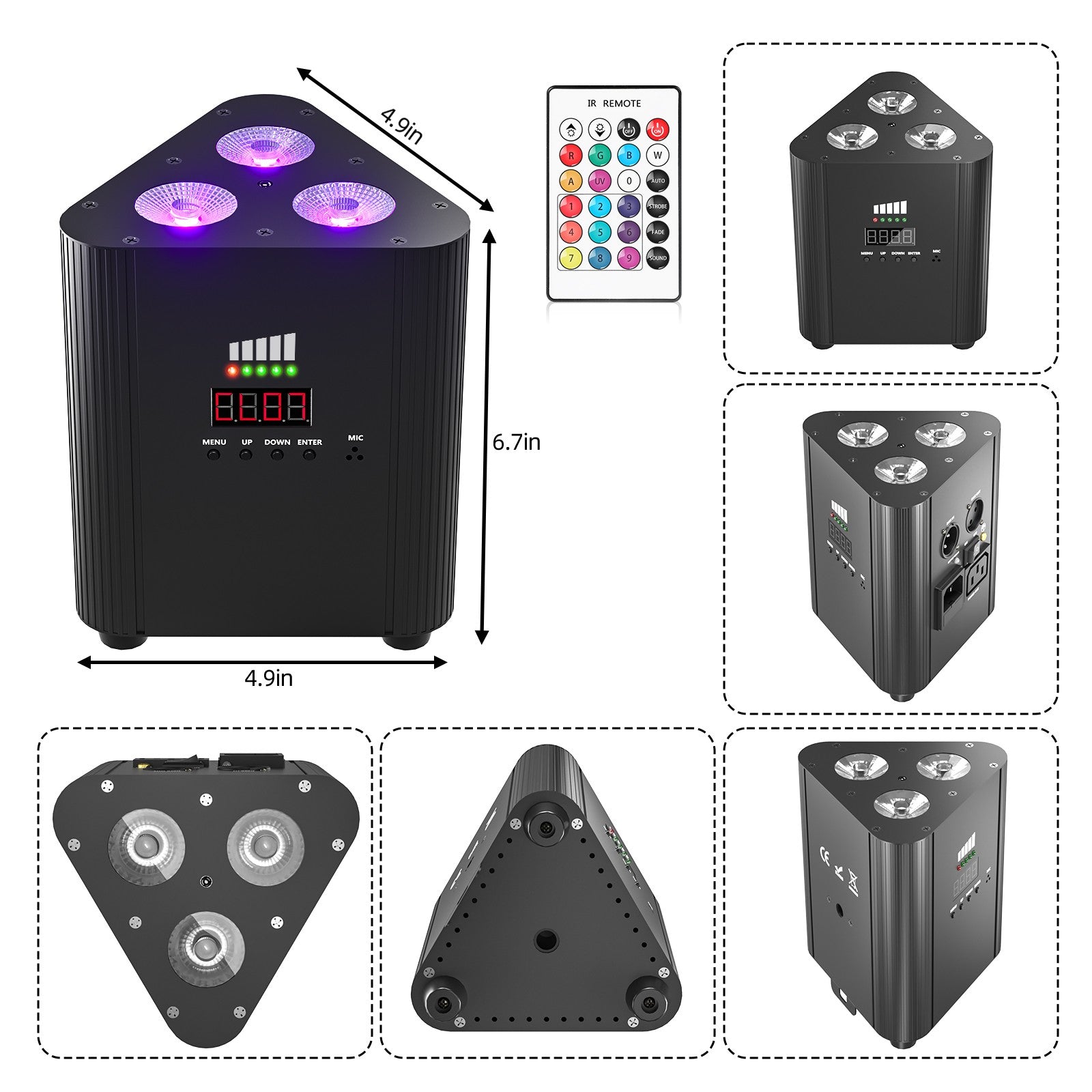 2PCS RGBW LED Battery Par Light 4-in-1 Dyeing Lights Wall Wash Light Stage Lighting Effect for Party Concert Wedding Theater