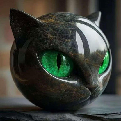 Exquisite Purple-Black Cat Stone Resin Sculpture A Meticulously Crafted,durable Decor Piece,perfect for Home or Office Display