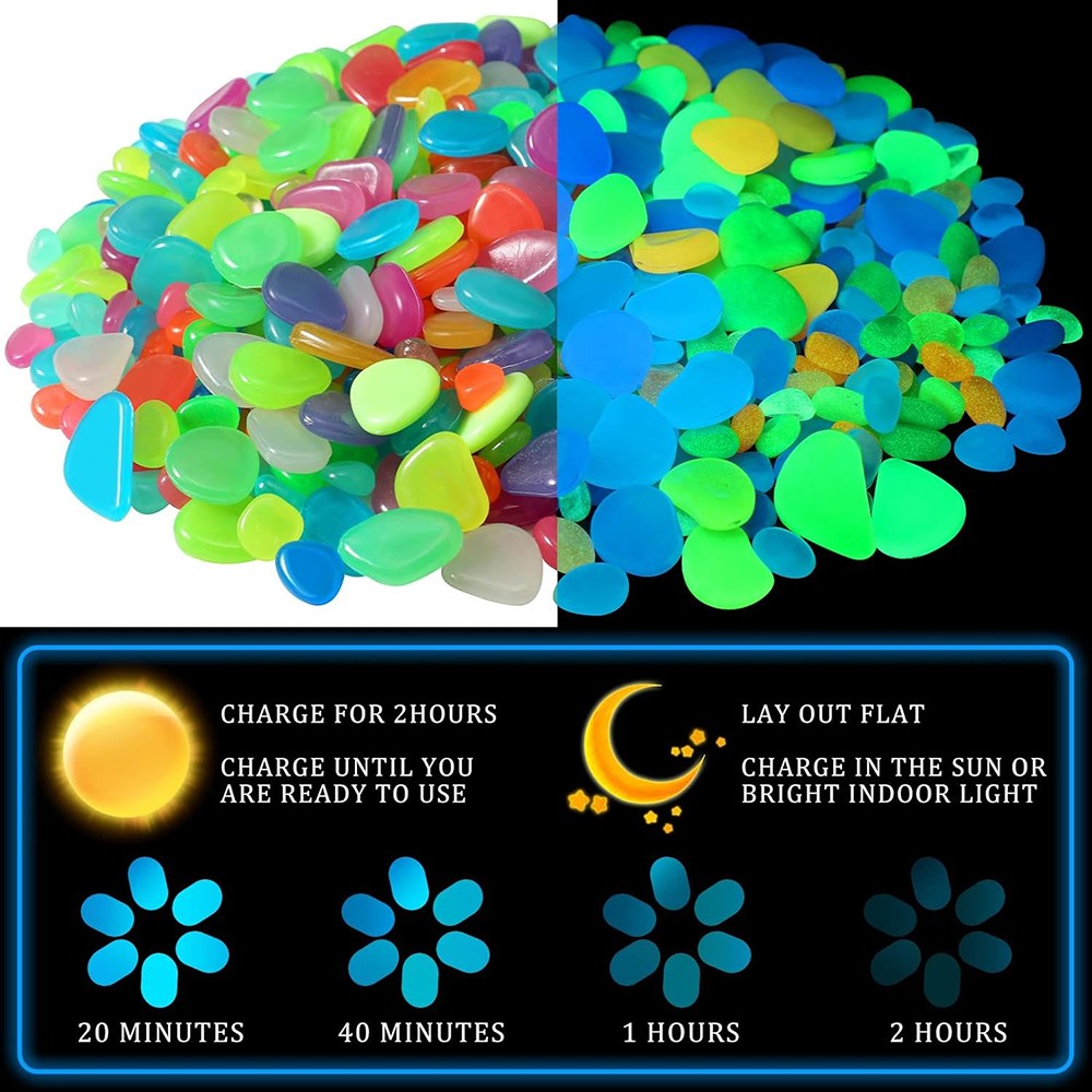 50/200 PEÇAS Pedras Que Brilham No Escuro Seixos Luminosos Para Decoração De Jardim Quintal Interior E Exterior