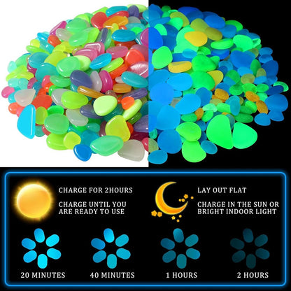 50/200 PEÇAS Pedras Que Brilham No Escuro Seixos Luminosos Para Decoração De Jardim Quintal Interior E Exterior