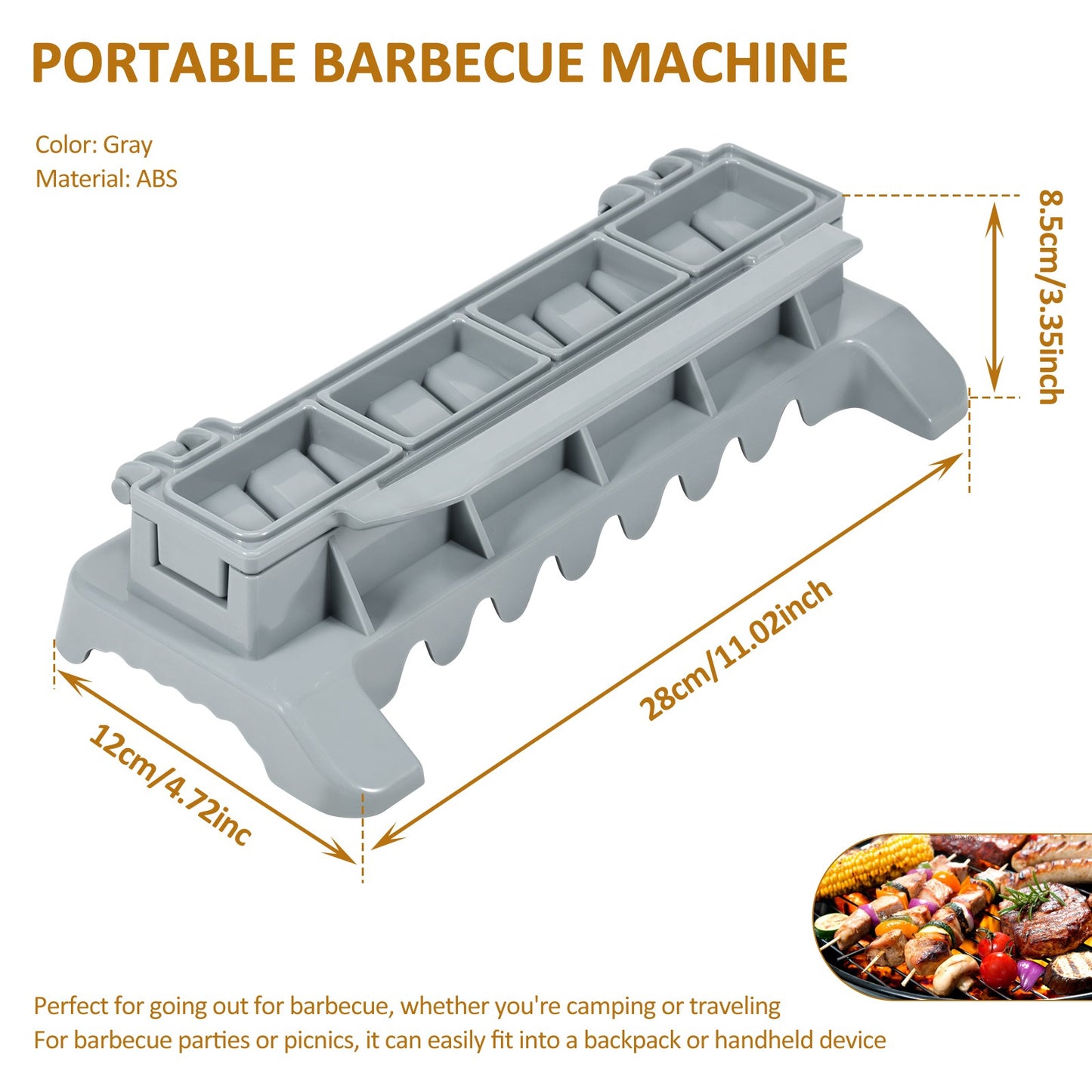 Plastic Kebab Maker Portable Press Kebab Maker Reusable Large Manual Kebab Mould Grilling Tool Barbecue Skewers for Home Chefs