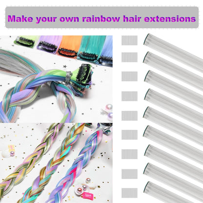 8 Pacotes de Extensões de Cabelo Sintético Coloridas 22 Polegadas Lisas Clip-In para Festas Natal Black Friday K-pop Presente de Ano Novo Cabelo