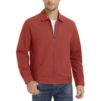 MAGCOMSEN Men's Zip-Front Golf Jacket Spring Summer Casual Jacket Solid Color Turn-down Collar Outerwear Hiking Fishing Travel