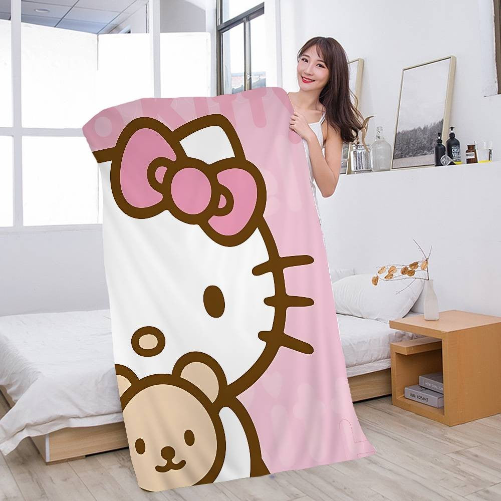 Kawaii H-Hello Kitty Microfiber Beach Towel Absorbent Quick Dry Soft Yoga Swimming Resort Mountain Climbing Towel