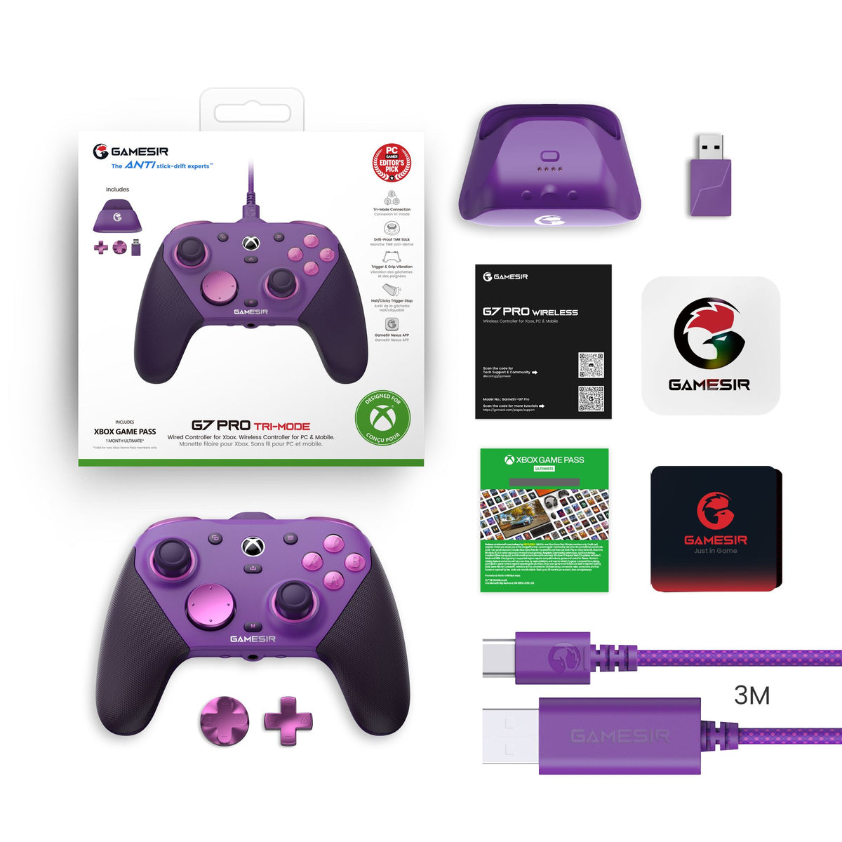GameSir G7 Pro Wired Xbox Controller with Smart Charging Station, Hall Effect, Gyro, 3.5mm Audio Jack, 1000Hz Polling Rate