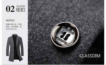 New Winter Men Cashmere Trench Coats Wool Blends Overcoats Business Casual Trench Long Jackets Male Slim Blends Coats Size 4XL