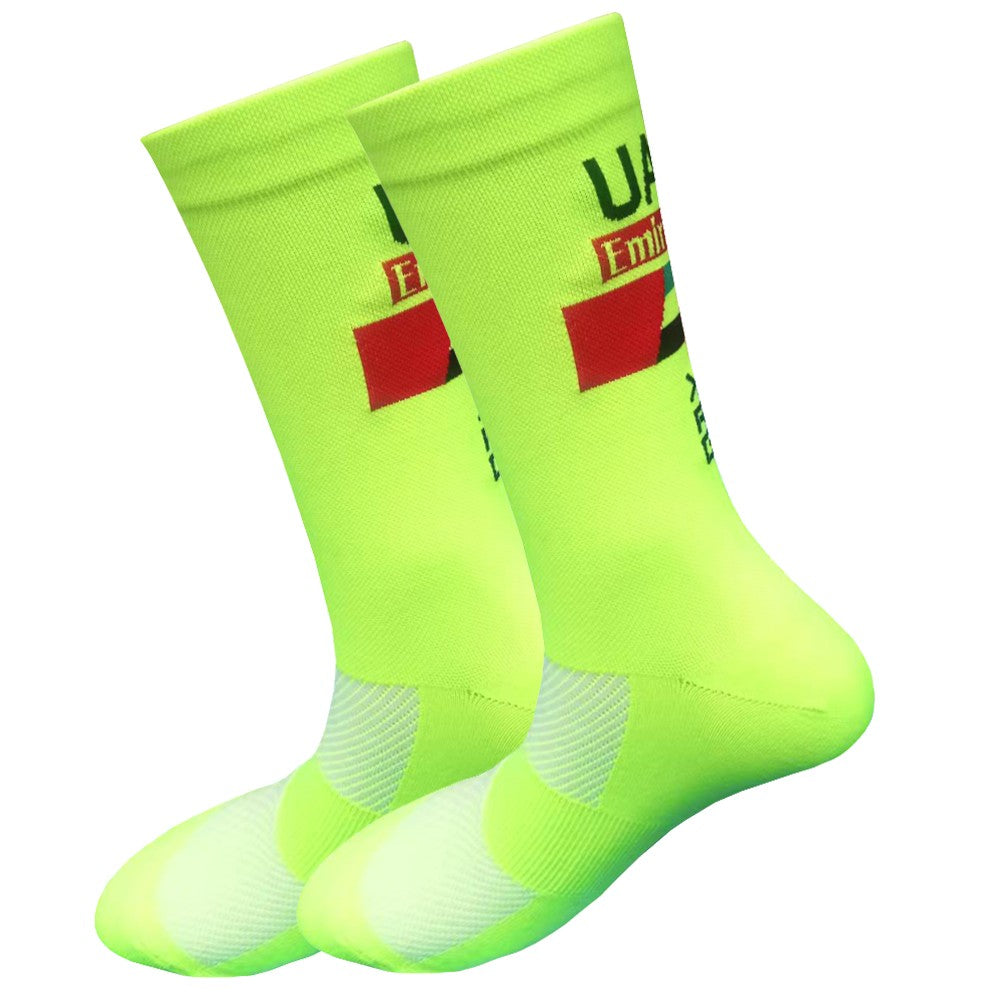 New White UAE Team INEOS Cycling Socks Non Slip Soccer Socks Cushioned Breathable For Running Basketball Bike Sports Grip Socks