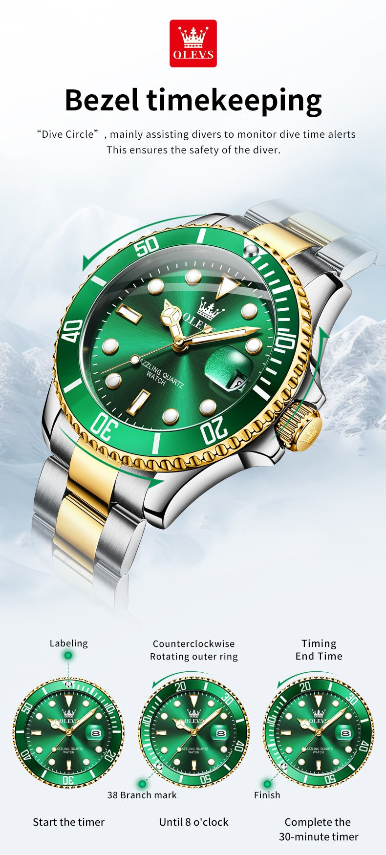 OLEVS 5885 Man Watch Original Brand Waterproof Quartz Watch Stainless Steel Strap Automatic Date Mens Gifts Watches For Man