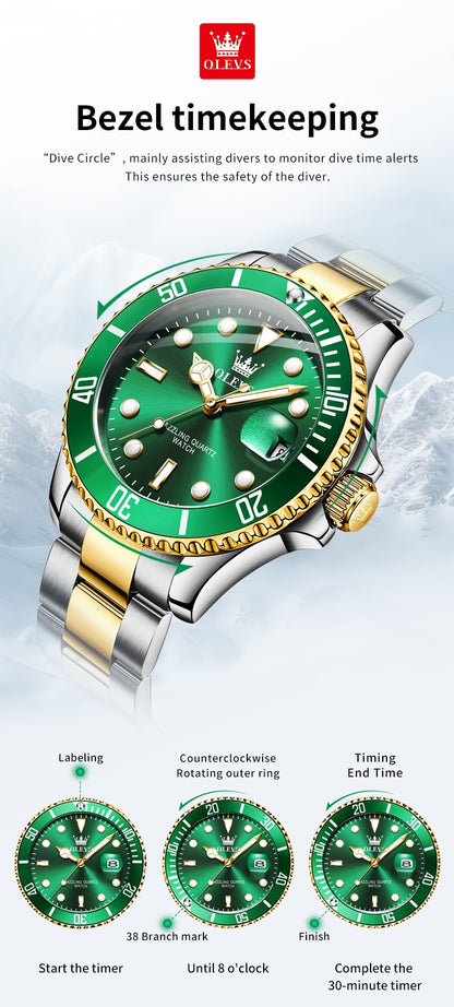 OLEVS 5885 Man Watch Original Brand Waterproof Quartz Watch Stainless Steel Strap Automatic Date Mens Gifts Watches For Man