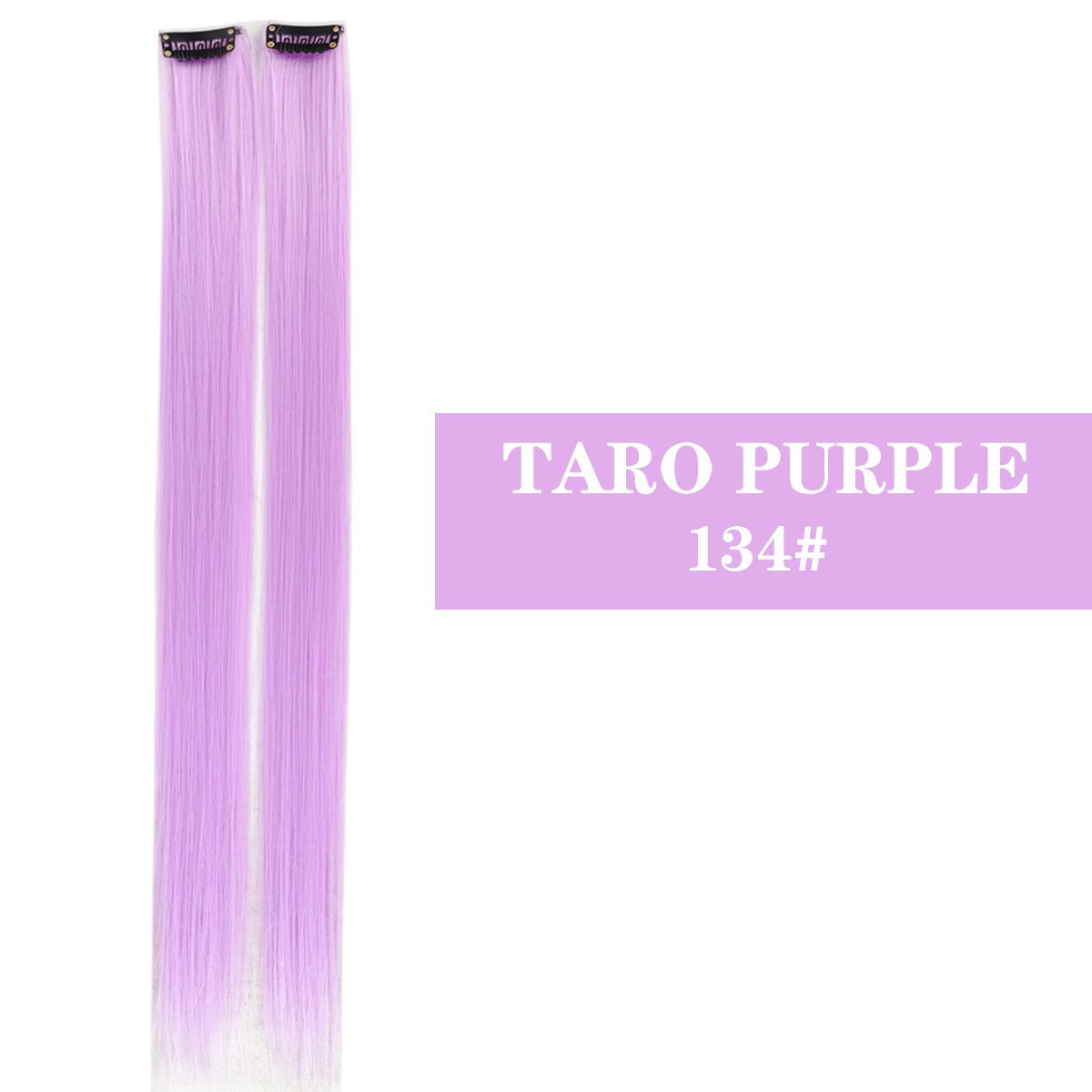Extensões de Cabelo Sintéticas Coloridas de 2 Peças 50cm, Longas Lisas Rosa/Azul/Roxo para Halloween/Natal