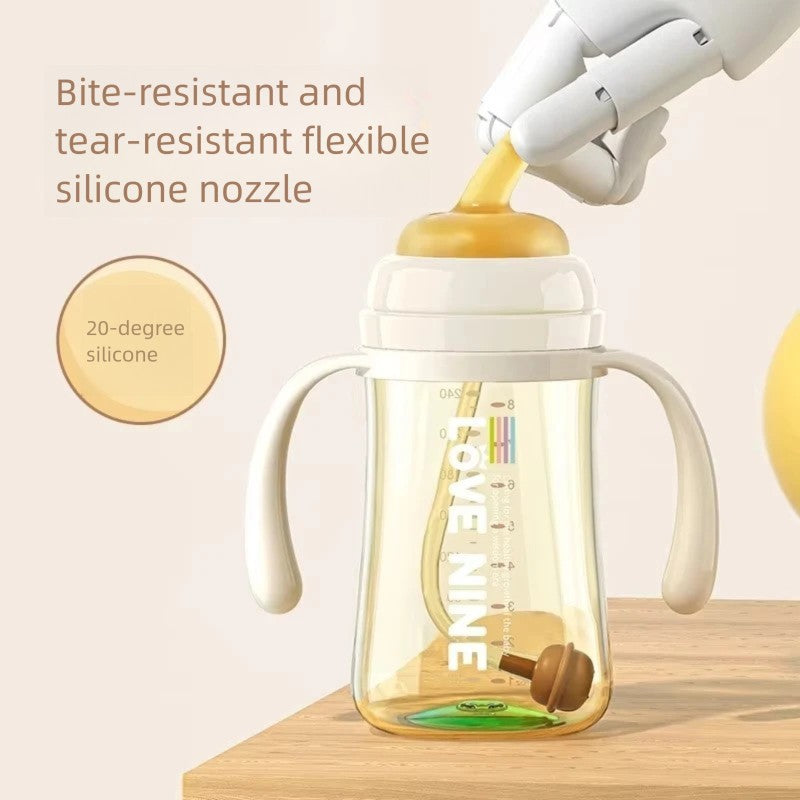 300ML PPSUTemperature-Sensitive Anti-Flatulence Feeding Bottle Baby Straw Cup Drop-Resistant Direct Drink No-Spill Cup1-3Weaning