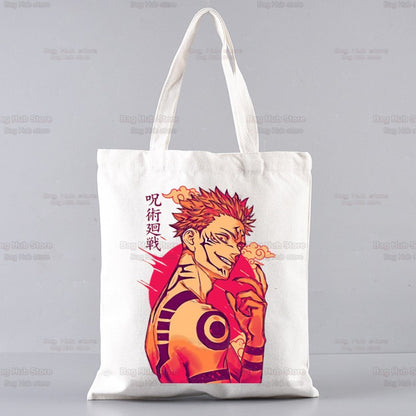 Jujutsu Kaisen Cartoon Shopping Bag Ryomen Sukuna Itadori Yuji Bolsas De Tela Shopper Okkotsu Yuta Gojo Satoru Shopping Jute Bag