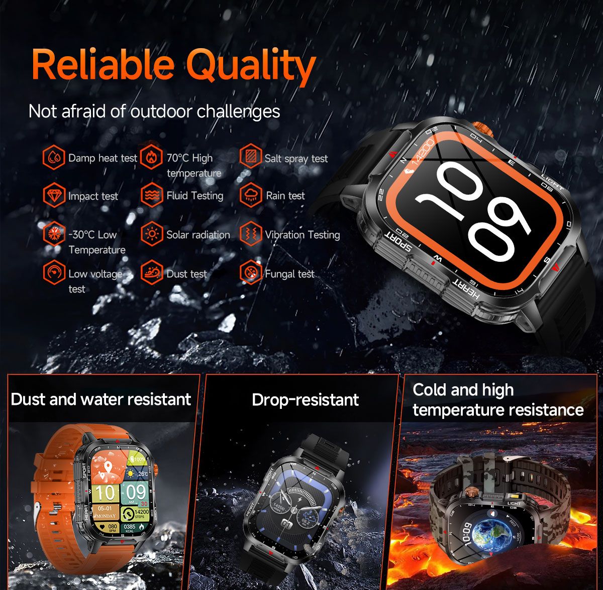 Novo Smartwatch Global 2.01 Polegadas Bateria Grande de 1100mAh Luz LED Bússola Masculino Relógio Esportivo Outdoor Assistente de Voz Chamada Sem Fio