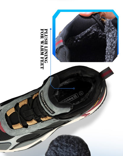 Baasploa Winter Men Leather Sneakers Casual Fashion Waterproof Sport Shoes For Man Plush Warm Male Sneakers Non-Slip Outdoor