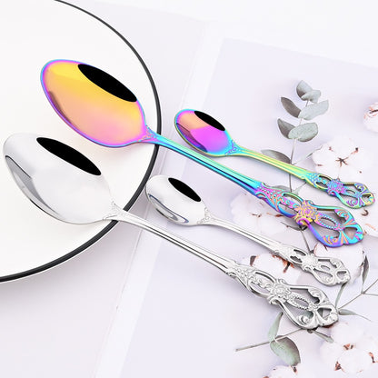Mirror 24Pcs Vintage Dinnerware Set Stainless Steel Cutlery Set Knives Fork Teaspoon Tableware Kitchen Flatware Silverware Set