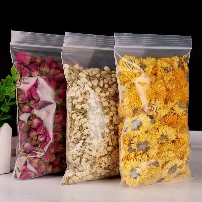 200/100PCS Transparent Zip Bags Food Jewelry Vacuum Storage Bag Plastic Thicken Reclosable Poly Bag Kitchen Organization Package