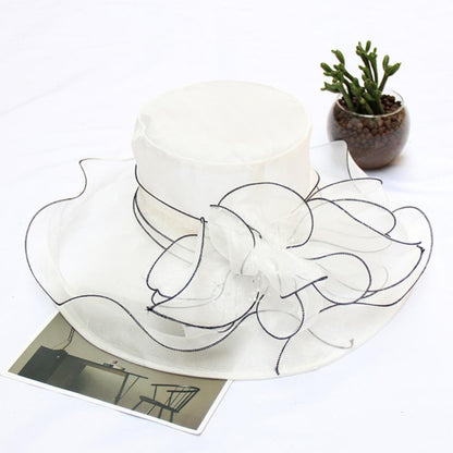 Chapéu Dobrável Feminino de Organza Floral para Igreja, Kentucky, Chá, Chapéu de Sol Elegante Fascinator para Cerimônia de Casamento Feminino