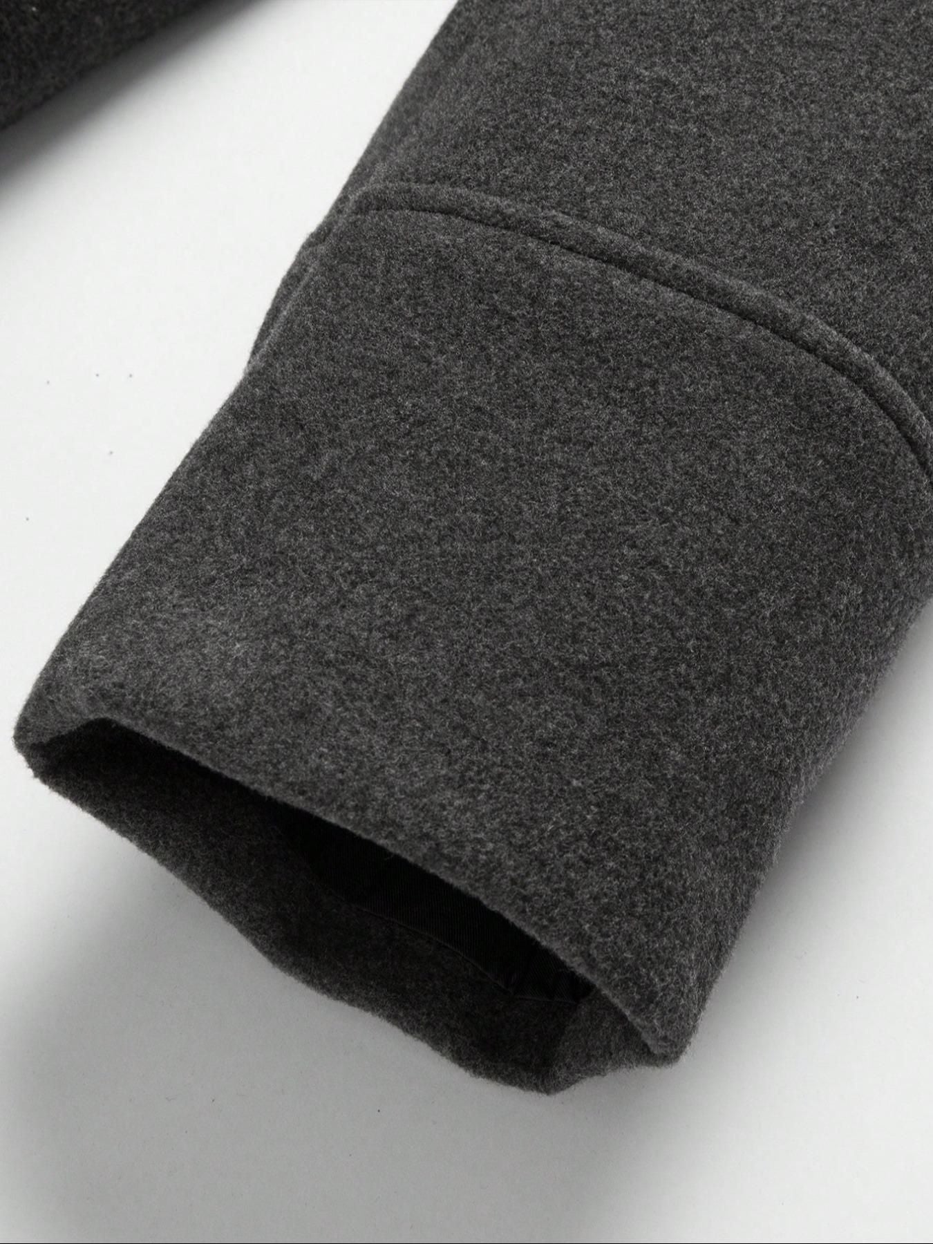 Men's Woolen Overcoat Long Sleeve Solid Casual Jacket with Pockets, Comfortable Daily Wear, Business & Sports Fashion