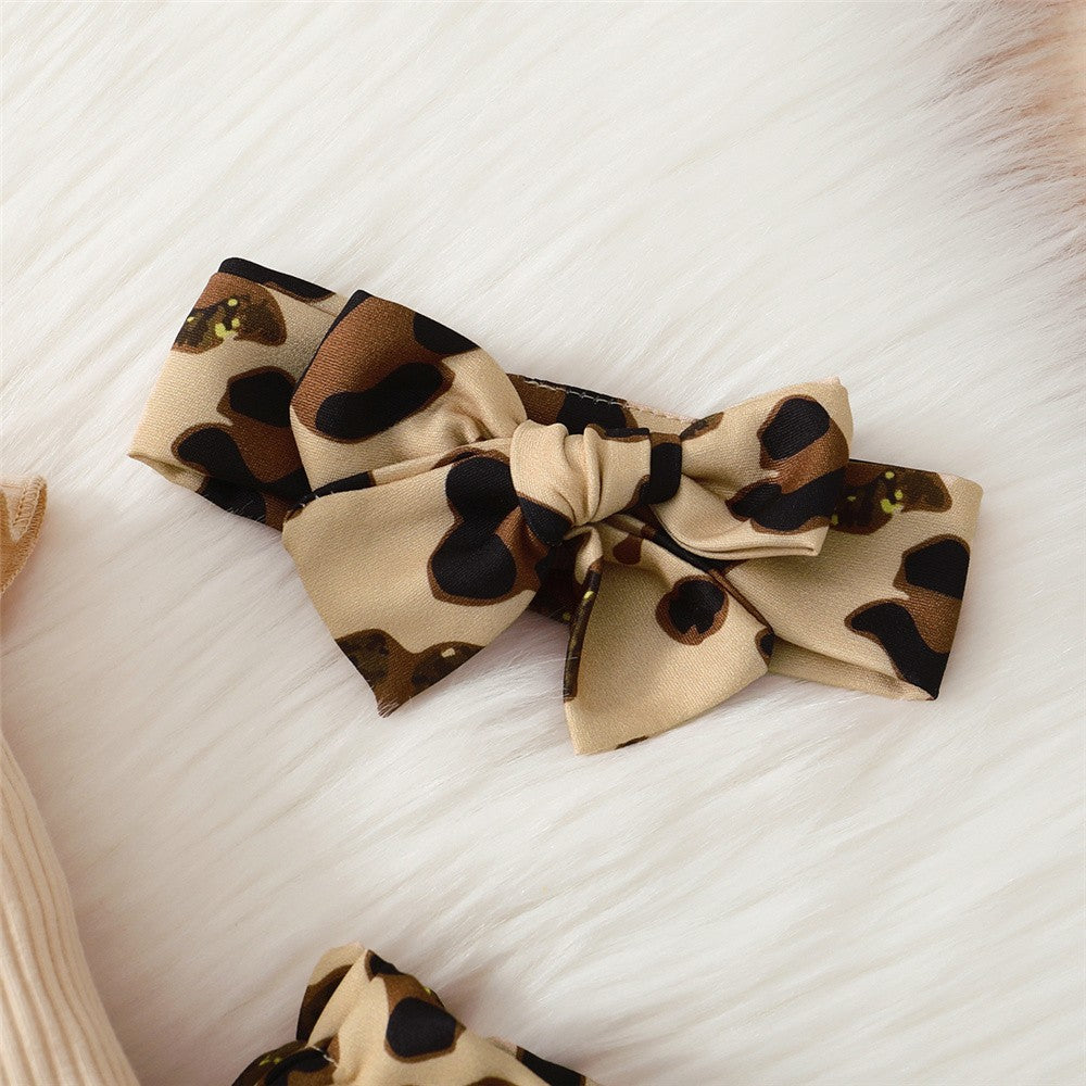 3PCS Newborn Baby Girl Clothes Set Long Sleeved Top+Leopard Pants+Headband Infant Spring Outfits for Toddler Girl 0-18 Months