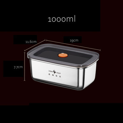 Luxury LFGB Certificated 304 Stainless Steel Crisper Silicone Sealing Edge Vacuum Container Air Exhaust Fresh-Keeping Food Box
