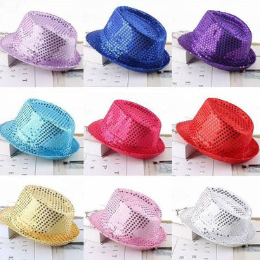 New Men Women Jazz Hat Sequins Decorated Stage Dance Performance Cap Party Holiday Hat