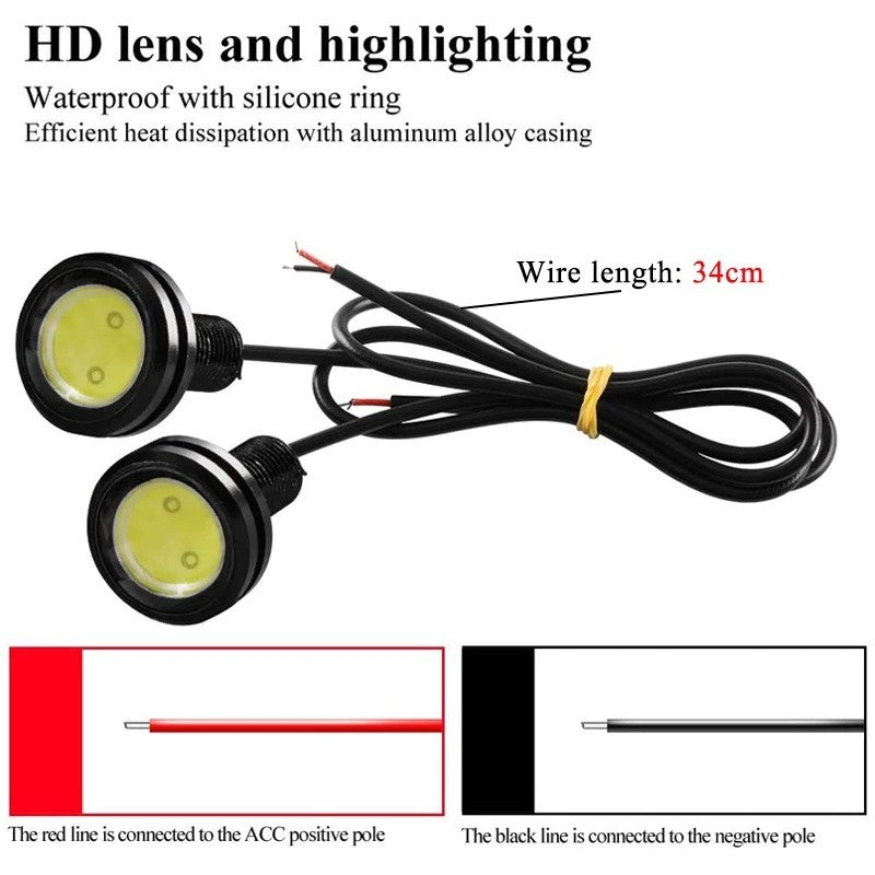 2-10 PCS 23mm 18mm Car Eagle Eye Light DRL LED Daytime Running Lights 12V Motorcycle COB Beads Backup Signal Lamps