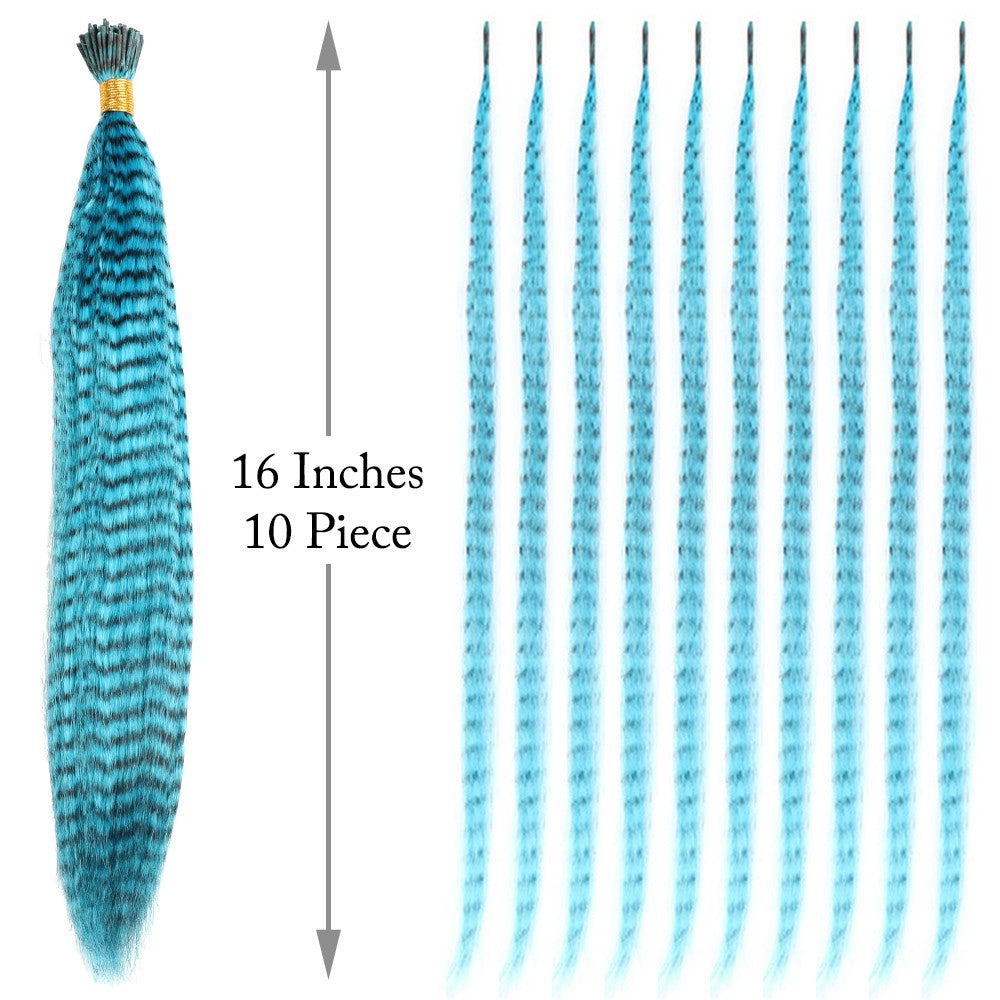 Extensão de Cabelo de Pena AZQUEEN 10 Peças Cabelo Falso I Tip Cabelo Sintético Arco-Íris 16 Polegadas Aplique de Pena para Extensão de Cabelo