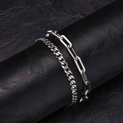 2 Pulseiras Masculinas de Corrente, Aço Inoxidável Prata Ouro Cor Preta, Corrente de Corda Torcida, Pulseira, Correntes Cubanas Modernas de Presente