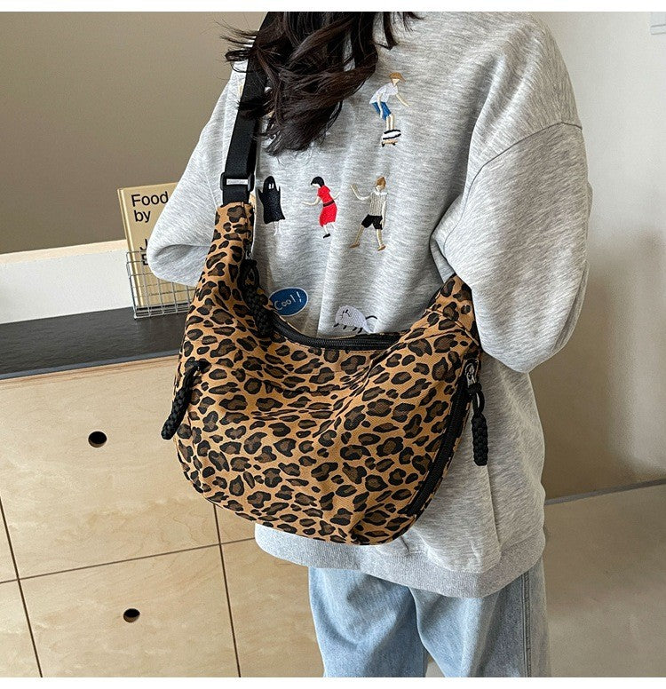 Leopard Print Crossbody Bags for Women Corduroy Casual Shoulder Tote Bags Ladies Sac A Main Femme Designer Luxury Handbags 2024