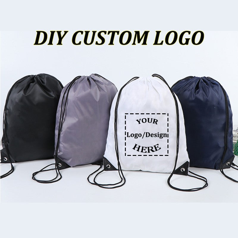 20/50Pcs Custom Bag Printing Logo Schoolbag Promotional Outdoor Casual Gym Sport Waterproof Advertising Bag Drawstring Backpack