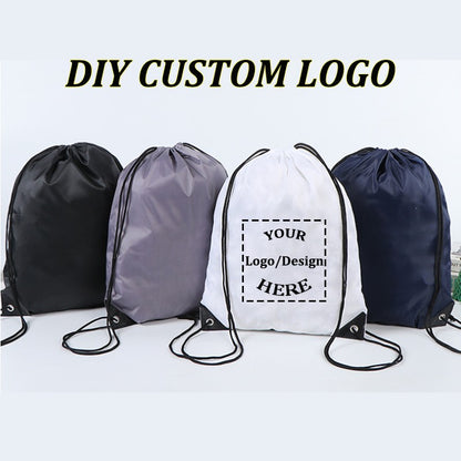 20/50Pcs Custom Bag Printing Logo Schoolbag Promotional Outdoor Casual Gym Sport Waterproof Advertising Bag Drawstring Backpack