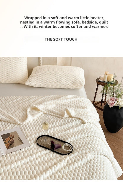 Big 3D Clouds Stylish Hexagon Jacquard Decorative Fuzzy Blankets for Household, Camping, and Travel, Super Soft Cozy
