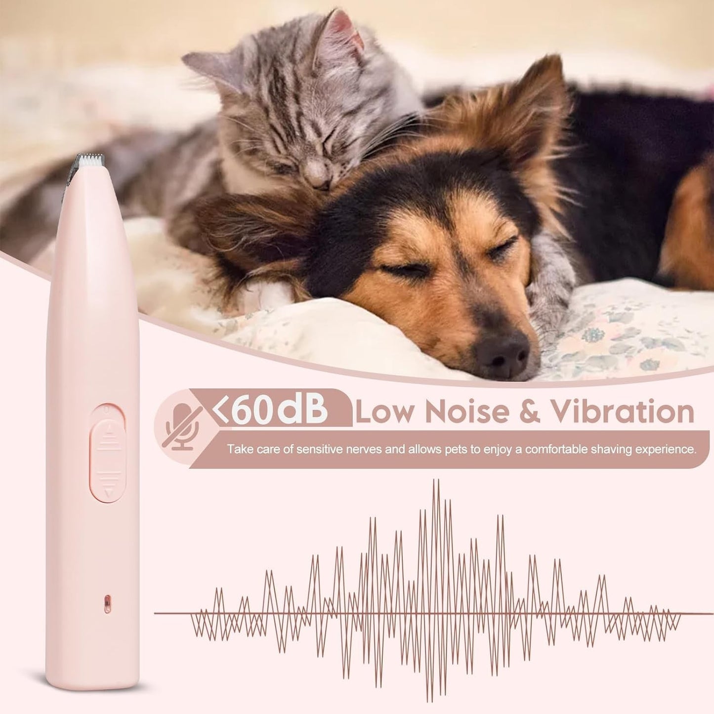 Máquina de tosar elétrica para animais de estimação, recarregável, de longa duração, baixo ruído, universal para cães e gatos, ferramenta de reparo de pelos de patas