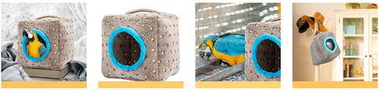 Casa Quentinha de Pelúcia para Pássaros, Caverna Suspensa, Ninho, Cama, Brinquedo para Pássaros Grandes, Araras, Papagaios-Cinzentos, Cacatúas, Papagaios, Inverno