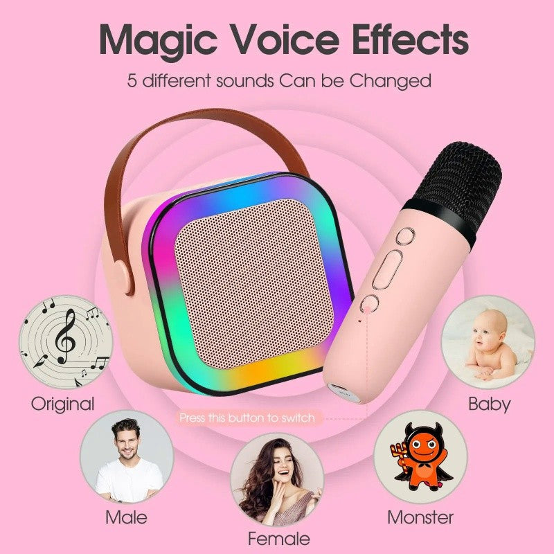 Caixa de Som Portátil Bluetooth Sem Fio Xiaomi K12 com 2 Microfones e Karaokê para Cantar em Família, Presente para Crianças