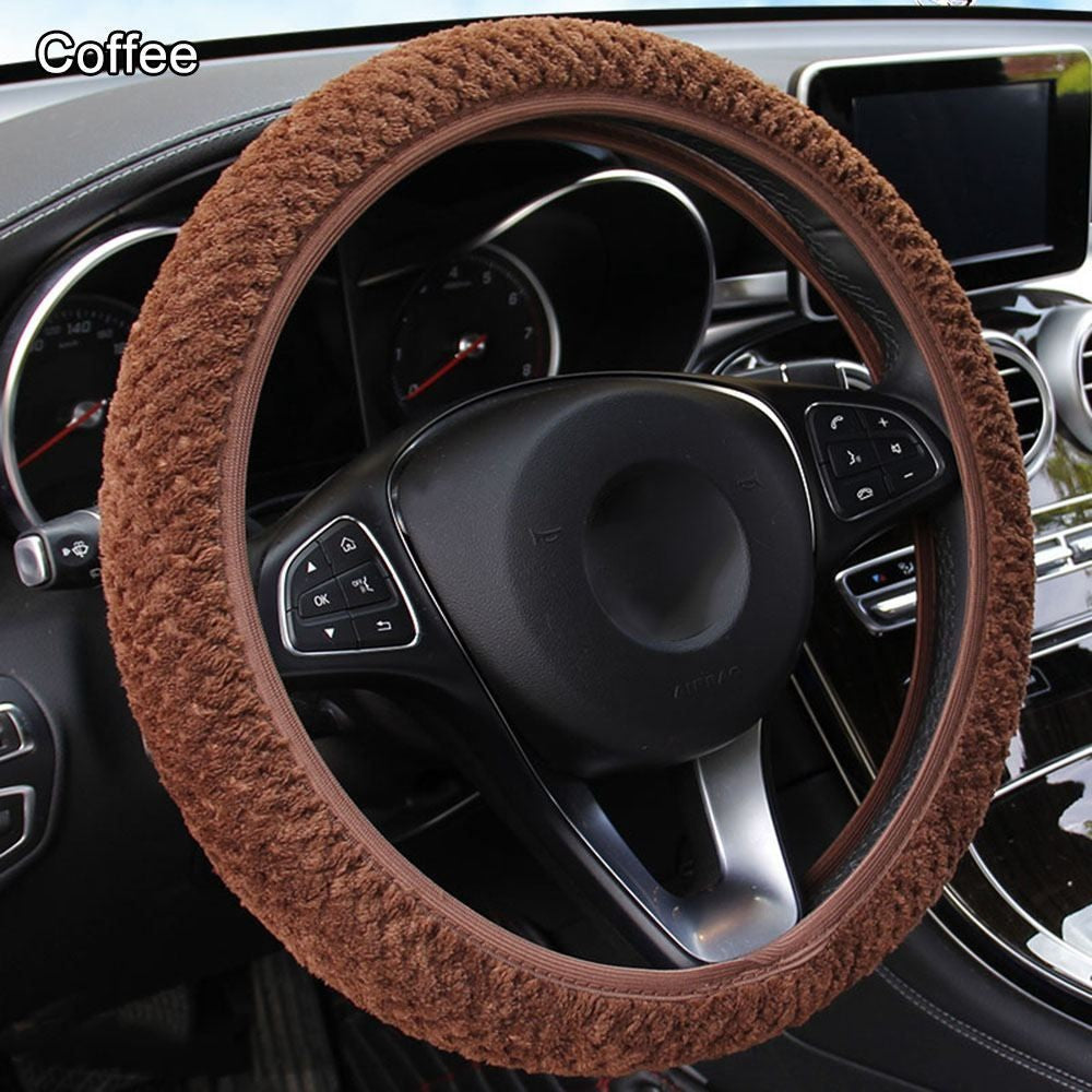 Capa de Volante de Carro de Veludo Pérola de Inverno Acessório para Carro Proteção Antiderrapante Quente Pelúcia Macia