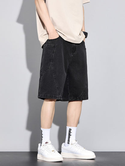 Men's Summer Denim Cargo Shorts Big Size 8XL 7XL 6XL Elastic Waist Straight Baggy Jeans Shorts