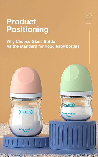MAMIJOY 2PCS 90ML/160ML Baby Glass Bottle Newborn Bottles Anti-flatulence Milk Feeding Bottles Infant 0-3 Month BPA-Free GB01?02