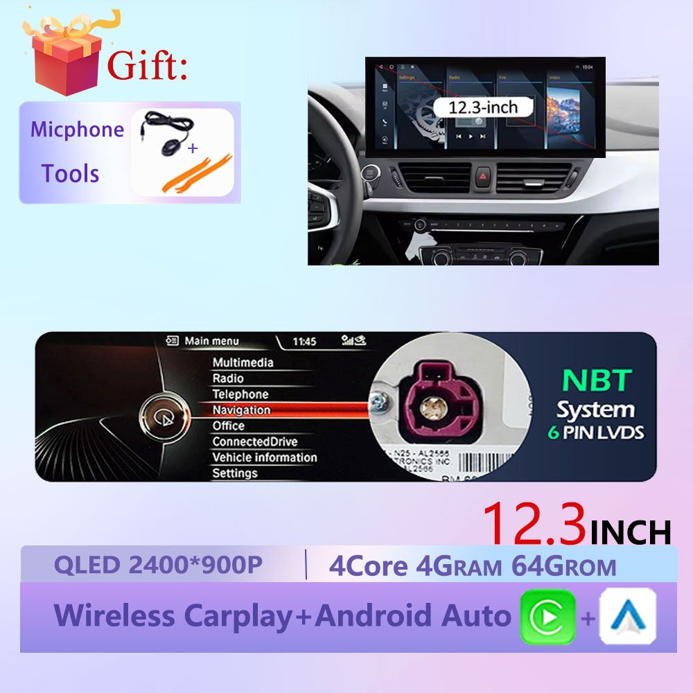 Estéreo Touchscreen Wireless CarPlay Android 15 Para BMW Série 1 F20 F21 F22 F23 2016 - 2023 Sistema NBT/EVO WiFi GPS 4G F6NAVI