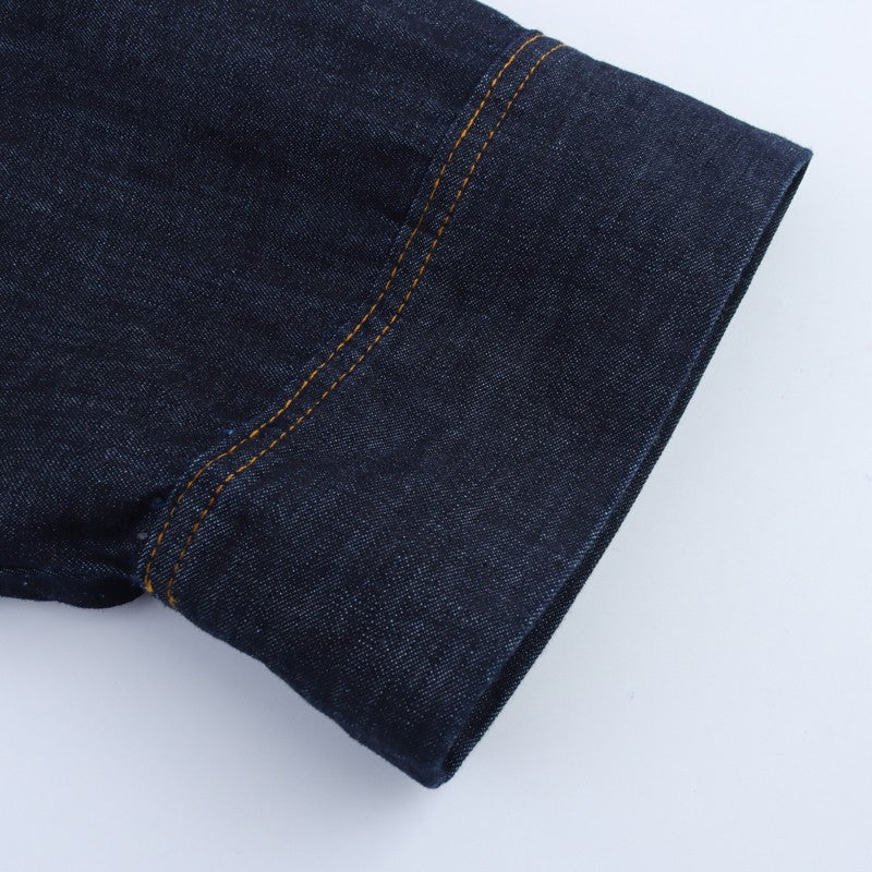 XNWMNZ 2025 Summer Woman's Casual Commuting Long Sleeve Denim Long Sleeve Top Simple Lady Blue Turn-down Collar Fashion Shirt