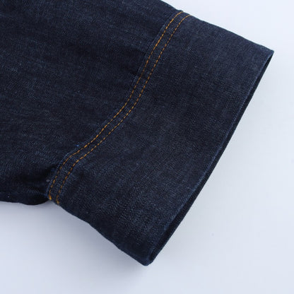 XNWMNZ 2025 Summer Woman's Casual Commuting Long Sleeve Denim Long Sleeve Top Simple Lady Blue Turn-down Collar Fashion Shirt